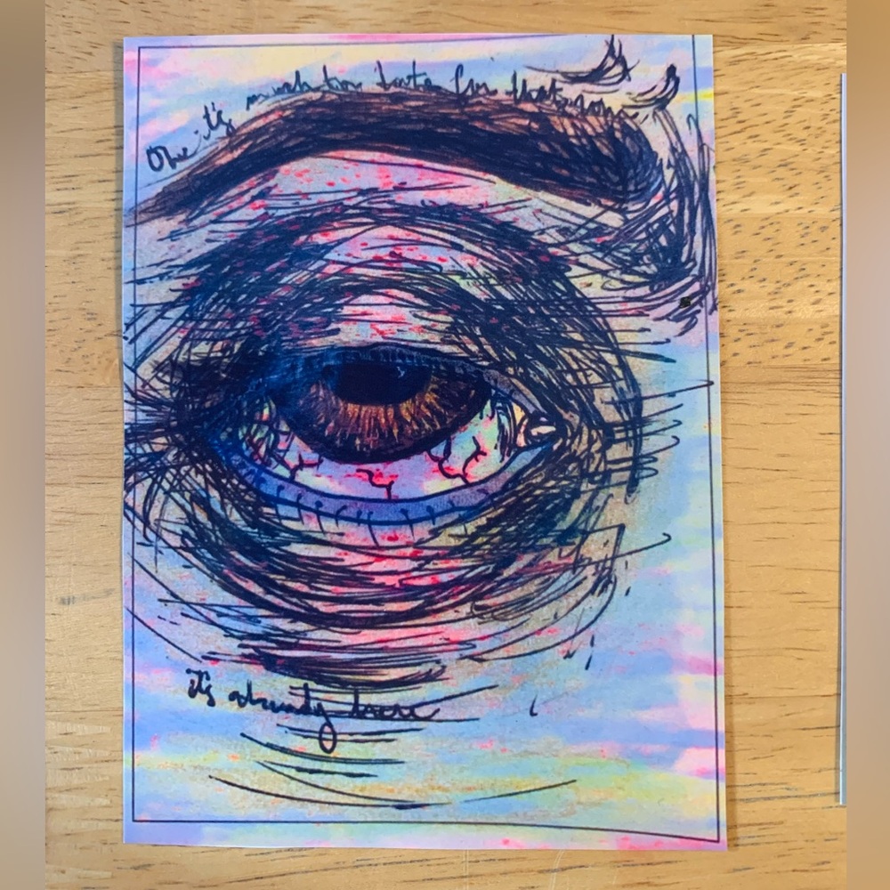 Fine Art Sticker, Large Glossy Eye Original Art Sticker, Independent Artist
